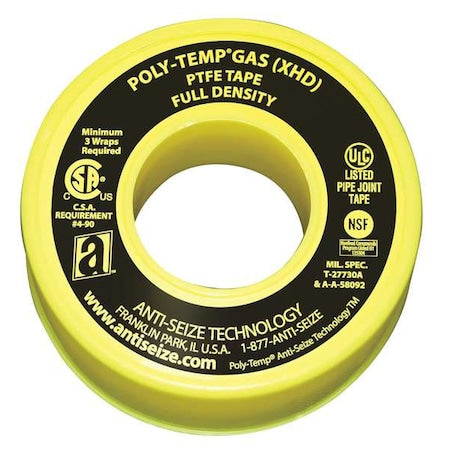 Gas Line Sealant Tape, 1/2 x 520 In