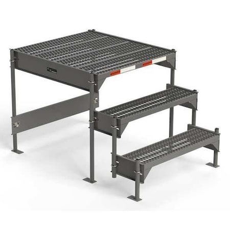 Custom Work Platform, 3 Steps, Modular, 35"W x 39"L Platform, Adjustable to 24"-27"H, Style 1