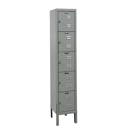 Box Locker, 12 in W, 12 in D, 66 in H, (1) Wide, (5) Tier, Dark Gray
