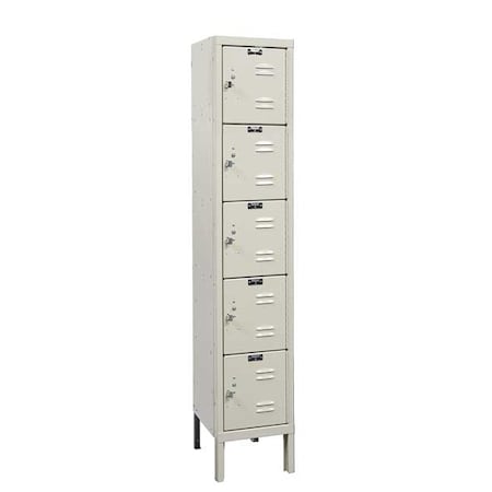 Box Locker, 12 in W, 15 in D, 66 in H, (1) Wide, (5) Tier, Tan