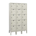Box Locker, 36 in W, 12 in D, 66 in H, (3) Wide, (5) Tier, Tan
