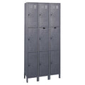Wardrobe Locker, 36 in W, 15 in D, 78 in H, (3) Tier, (3) Wide, Dark Gray