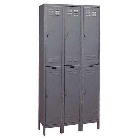 Wardrobe Locker, 36 in W, 18 in D, 78 in H, (2) Tier, (3) Wide, Dark Gray