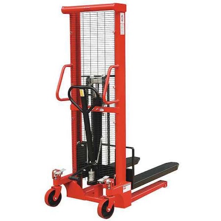 Manual Fork-Over Stacker, Manual, 3,000 lb Load Capacity, Foot Pump Lift Control
