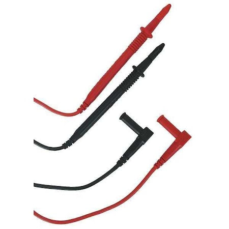 Test Probe Lead, CAT III 1000V, Shrouded Banana Plug, 4 ft., Double Insulation, Black, Red