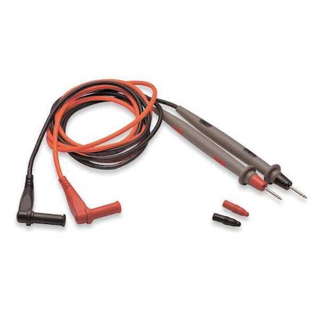 Test Probe Lead, CAT III 1000V, Shrouded Banana Plug, 4 ft., Double Insulation, Black, Red