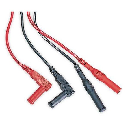 Modular Test Lead Kit, CAT III 1000V, Shrouded Straight to Shrouded Right Angle, 4 ft., Black, Red
