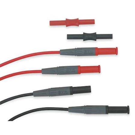 Modular Extension Test Leads, CAT III 1000V, CAT IV 600V, Shrouded Straight on Both Ends, 149mm