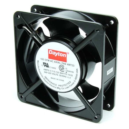 Standard Square Axial Fan, 105 CFM, 230V AC, 1 Phase, IP20, 4-11/16 in x 4-11/16 in