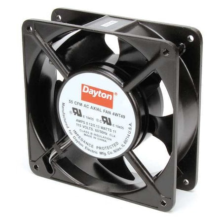 Axial Fan, 4-11/16 in W x 4-11/16 in H x 1-1/2 in D, 55 cfm, 115V AC, IP20, Cast Aluminum