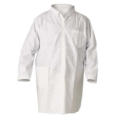 KleenGuard A20 Disposable Lab Coat, SMMMS, Snaps Closure, White, L, 25 PK
