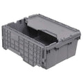 Attached Lid Container, 8 gal Volume Cap., 21 1/2 in L, 15 1/4 in W, 9 in H, Plastic, Steel Hinge