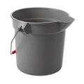 2 1/2 gal Round Bucket, 10-1/4 in H, 10 1/2 in Dia, Gray, Plastic