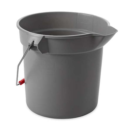 2 1/2 gal Round Bucket, 10-1/4 in H, 10 1/2 in Dia, Gray, Plastic