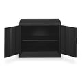 Shelving Storage Cabinet, 30 in H, 36 in W, 18 in D, Swing, Keyed, Black, 2 Shelves, 0 Drawers