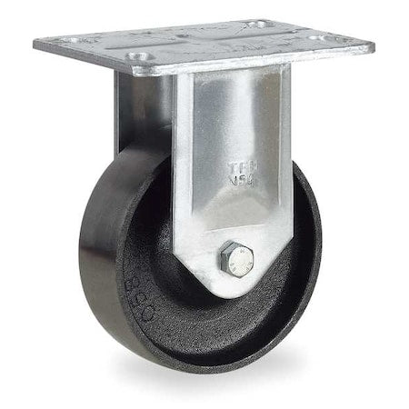 Plate Caster, Rigid, Cast Irn, 8 in, 2530 lb