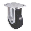 Plate Caster, Rigid, Rubber, 8 in., 1200 lb.
