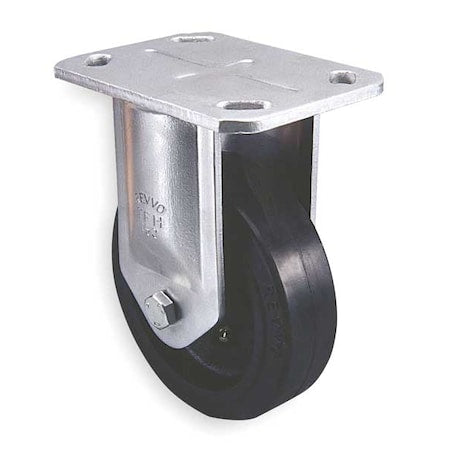 Plate Caster, Rigid, Rubber, 8 in., 1200 lb.