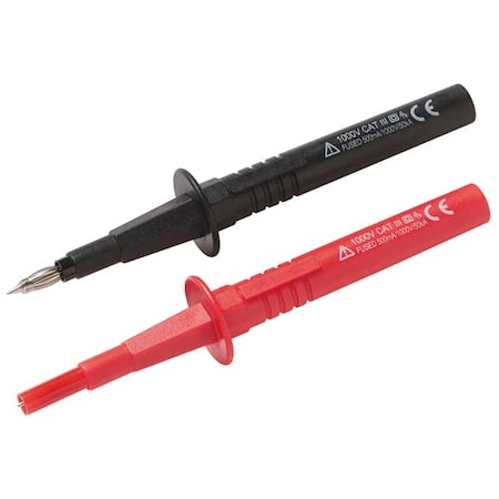 Fused Test Probe Set, CAT III 1000V, Banana Jack, Black, Red