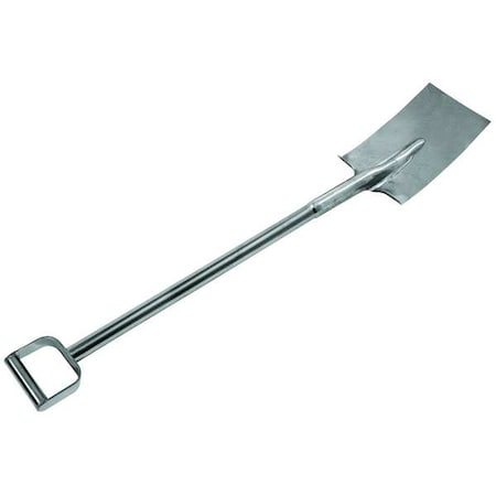 Square Point Shovel, 304 Stainless Steel Blade, 28 in L Silver 304 Stainless Steel Handle