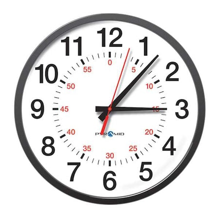 13-1/4"" Analog Wireless Synchronized Wall Clock, Black