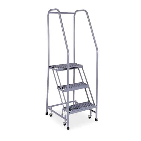 60 in H Steel Rolling Ladder, 3 Steps, 450 lb Load Capacity