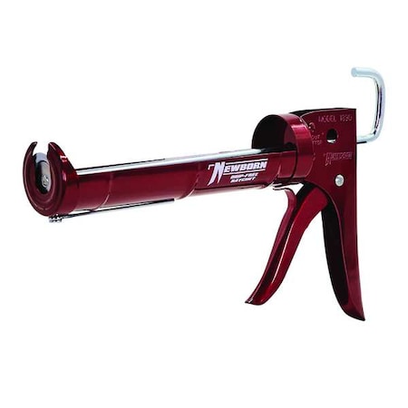 Dripless Caulk Gun, 10 oz Container Size, Steel, 6:01, Half Barrel Frame, Red