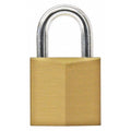 Padlock, Keyed Different, Standard Shackle, Rectangular Brass Body, Steel Shackle, 3/8 in W