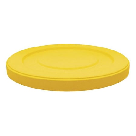 35 gal, 40 gal, 45 gal, 50 gal, 55 gal Trash Can Top, Flat Yellow, Plastic, 0 Openings