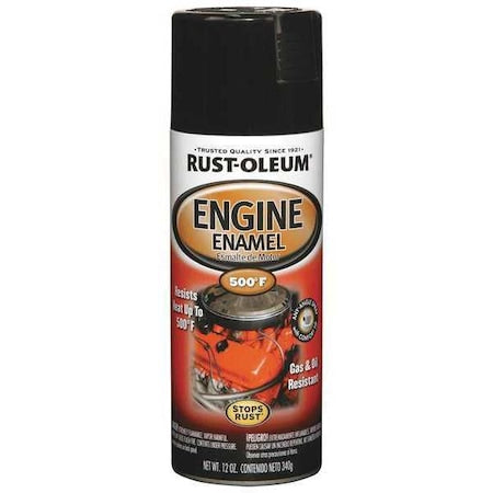 Engine Enamel, Gloss Black, 12 oz, Spray
