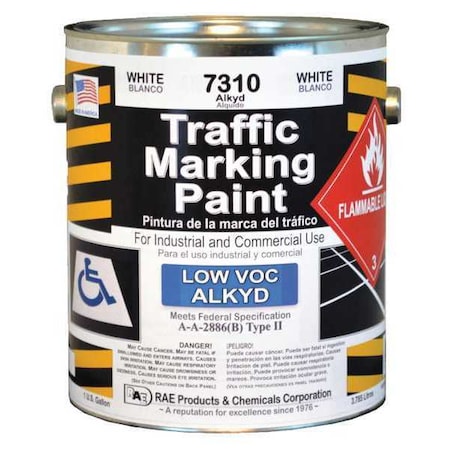Traffic Zone Marking Paint, 1 gal., White, Alkyd Solvent -Based