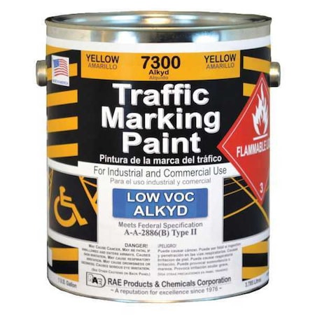 Traffic Zone Marking Paint, 1 gal., Yellow, Alkyd Solvent -Based