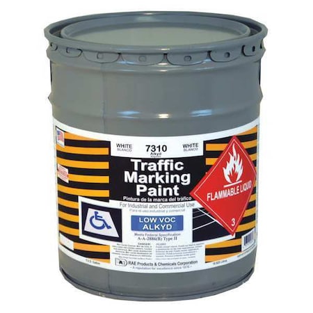 Traffic Zone Marking Paint, 5 Gal., White, Alkyd Solvent -Based
