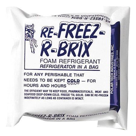 Freezer Pack, White/Blue, Foam Refrigerant Impregnated With Aqueous Solution, 6 PK