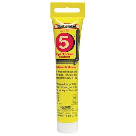 Pipe Thread Sealant 1.8 fl oz, Tube, No. 5, Yellow, Paste