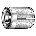 Press Insert, #10-32 Int Thrd Sz, 3/8 in L, 17/64 in Dia., 18-8 Stainless Steel, Plain, 10 PK