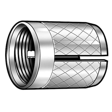 Press Insert, #10-32 Int Thrd Sz, 3/8 in L, 17/64 in Dia., 18-8 Stainless Steel, Plain, 10 PK