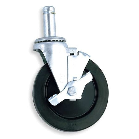 Swivel Stem Caster w/Brake, Rubber, 200 lb
