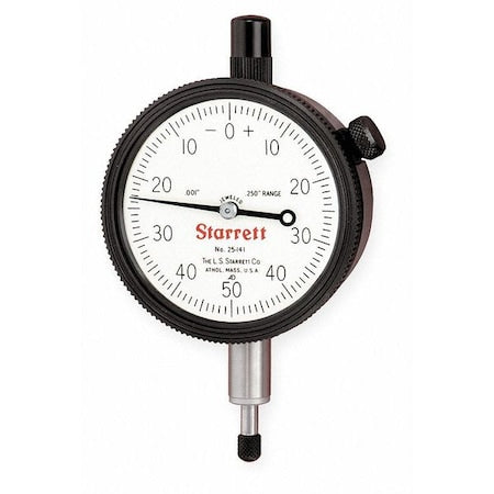 Dial Indicator, 0 to 0.250 In, 0-50-0