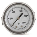Panel-Mount Pressure Gauge, 0 to 1, 000 psi, 2 in Dial, 1/8 in NPT, Center Back Location