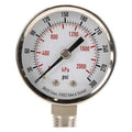 Commercial Pressure Gauge, 0 to 60 psi, 2 in Dial, 1/4 in NPT, Bottom Location