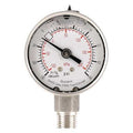 Commercial Compound Gauge, 30 to 0 to 30 psi, 2 in Dial, 1/4 in NPT, Bottom Location