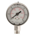 Commercial Pressure Gauge, 0 to 3, 000 psi, 2 in Dial, 1/4 in NPT, Bottom Location