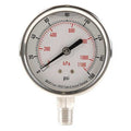 Commercial Pressure Gauge, 0 to 160 psi, 2 1/2 in Dial, 1/4 in NPT, Bottom Location