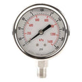 Commercial Pressure Gauge, 0 to 200 psi, 2 1/2 in Dial, 1/4 in NPT, Bottom Location