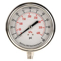 Commercial Pressure Gauge, 0 to 60 psi, 3 1/2 in Dial, 1/4 in NPT, Bottom Location