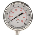 Commercial Pressure Gauge, 0 to 100 psi, 3 1/2 in Dial, 1/4 in NPT, Bottom Location