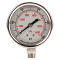Commercial Pressure Gauge, 0 to 2, 000 psi, 2 1/2 in Dial, 1/4 in NPT, Bottom Location