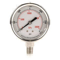 Commercial Pressure Gauge, 0 to 3, 000 psi, 2 1/2 in Dial, 1/4 in NPT, Bottom Location