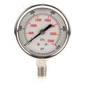 Commercial Pressure Gauge, 0 to 5, 000 psi, 2 1/2 in Dial, 1/4 in NPT, Bottom Location